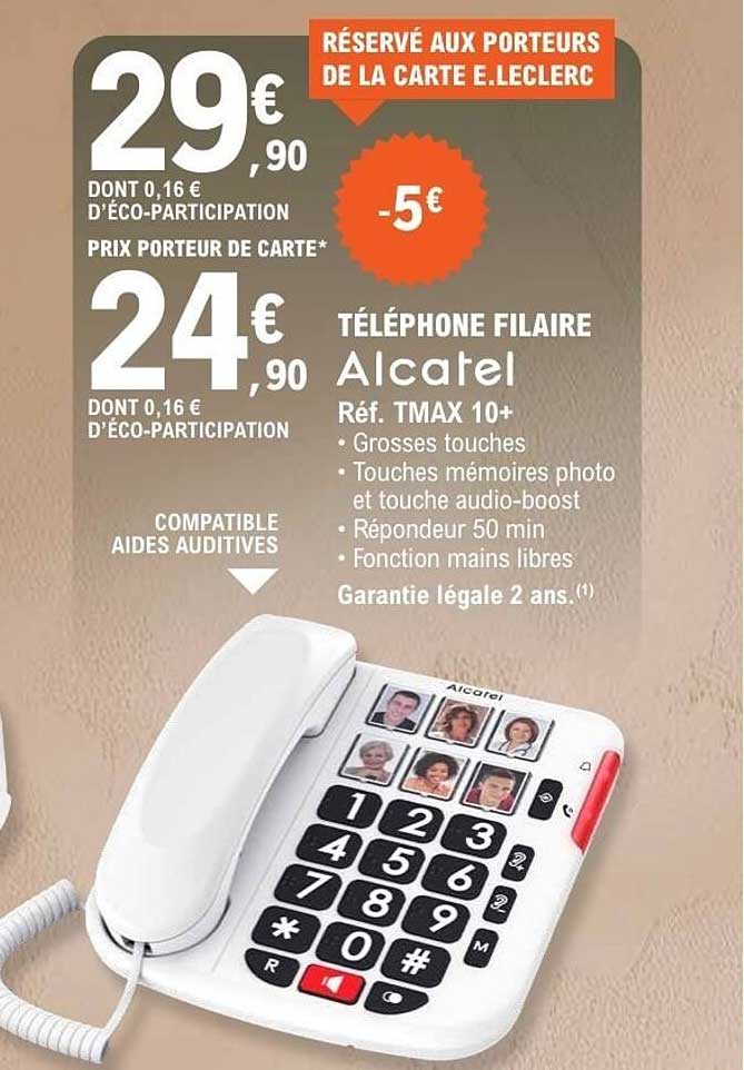 TÉLÉPHONE FILAIRE Alcatel Réf. TMAX 10+