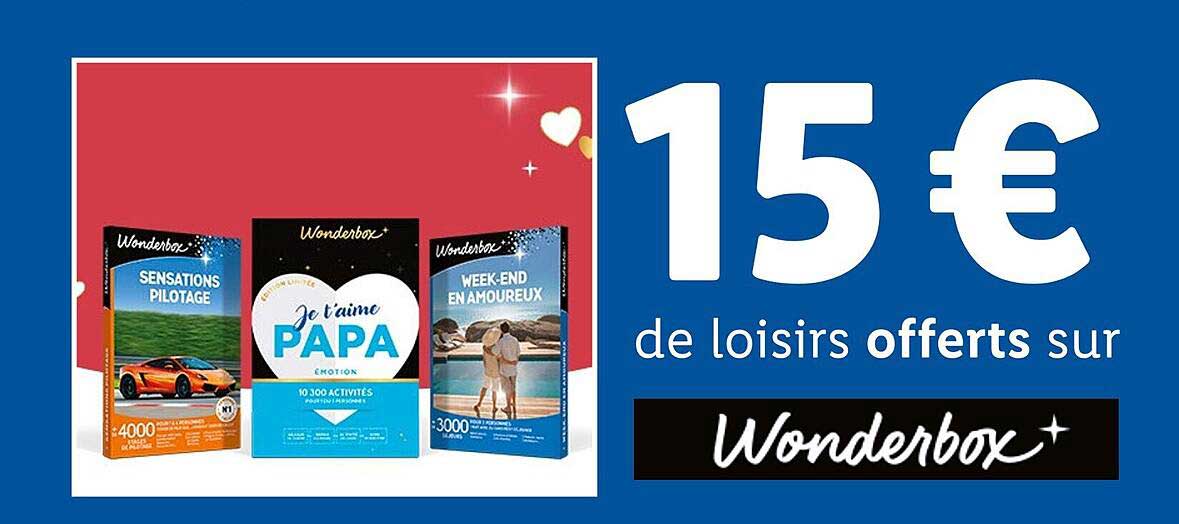 15 € de loisirs offerts sur Wonderbox