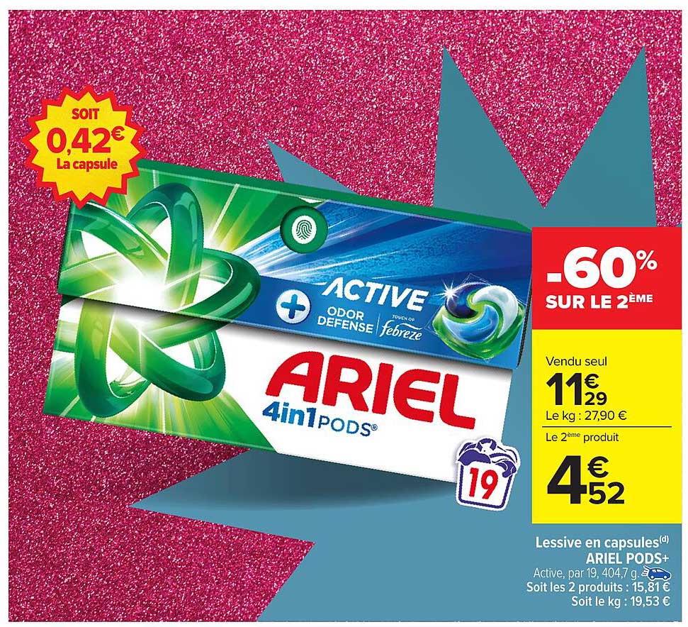 Ariel 4in1 PODS -60% sur le 2ème