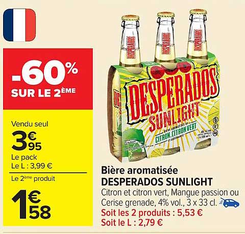 Bière aromatisée DESPERADOS SUNLIGHT