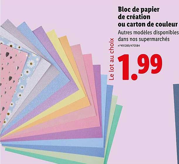 Bloc de papier de création ou carton de couleur