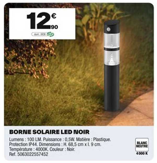BORNE SOLAIRE LED NOIR