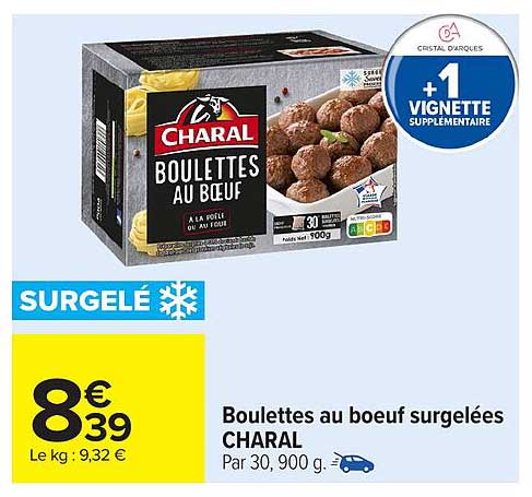 Boulettes au bœuf surgelées CHARAL