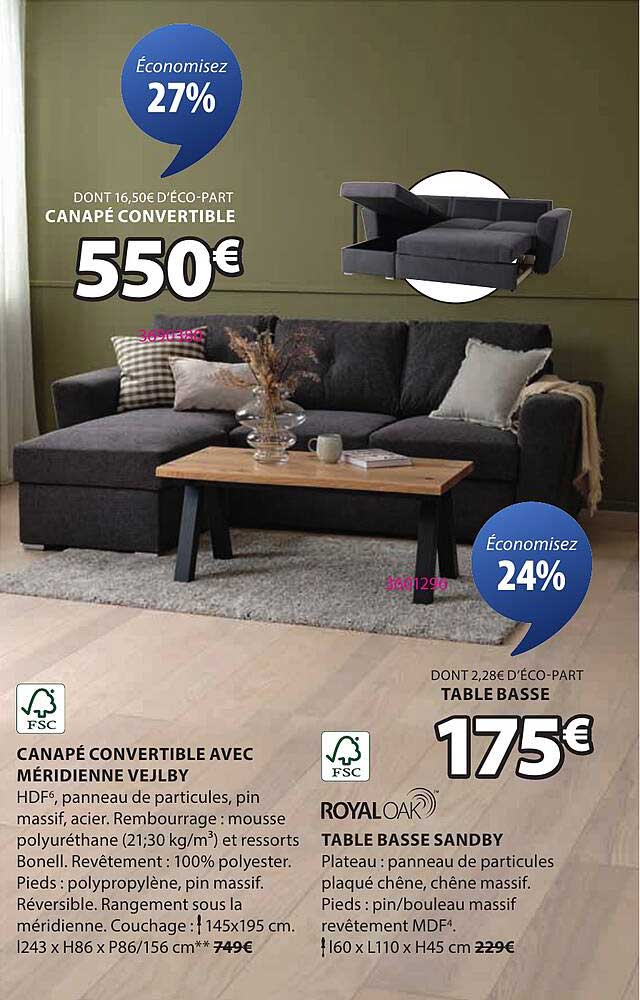 CANAPÉ CONVERTIBLE AVEC MÉRIDIENNE VEJLBY