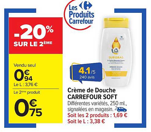 Crème de Douche CARREFOUR SOFT