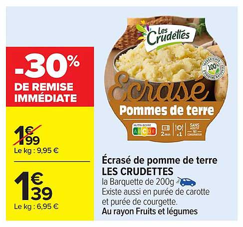 Écrasé de pomme de terre LES CRUDITTES
