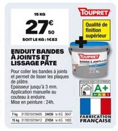 ENDUIT BANDES À JOINTS ET LISSAGE PÂTE