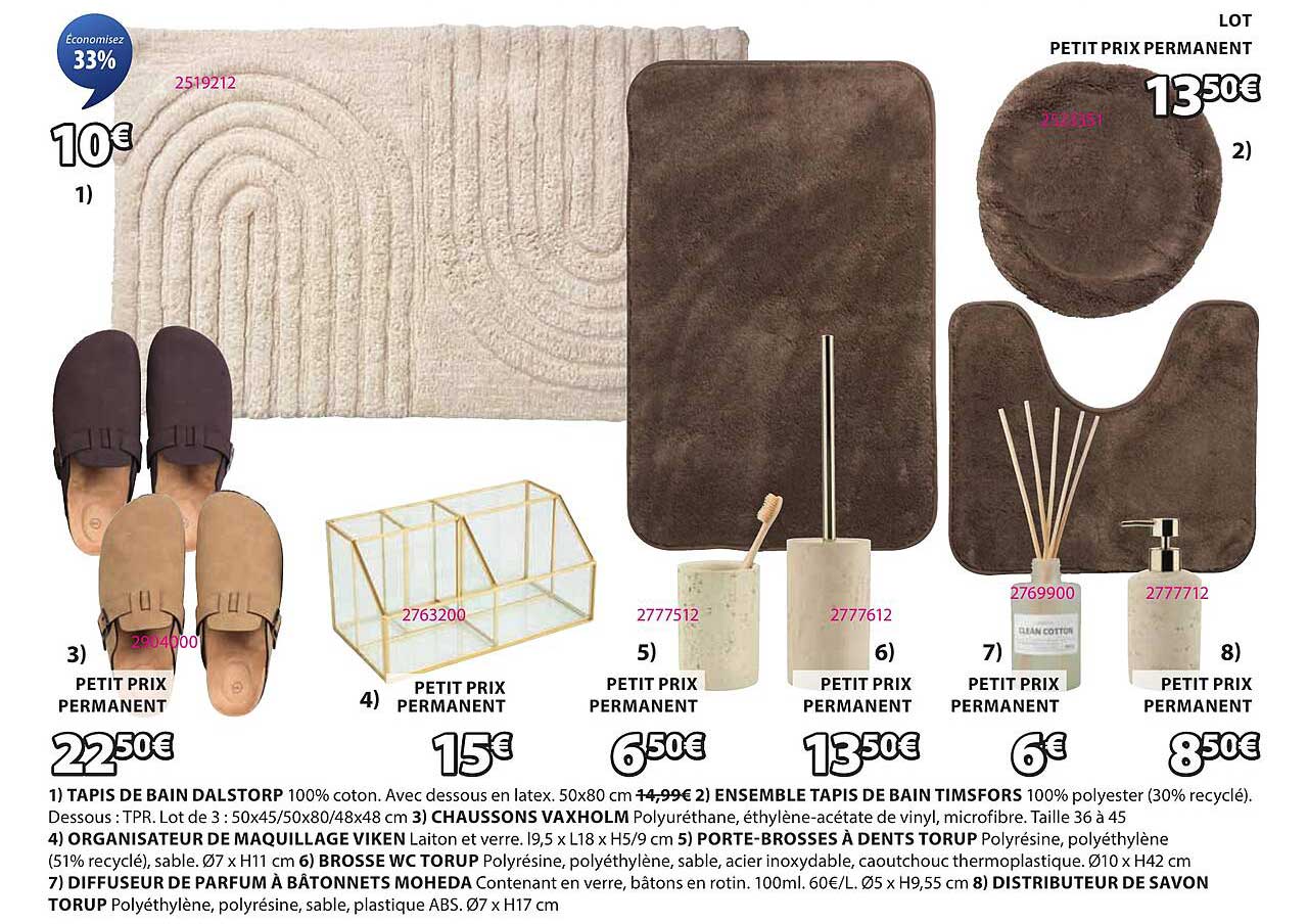 ENSEMBLE TAPIS DE BAIN TIMSFORS 100% polyester (30% recyclable)