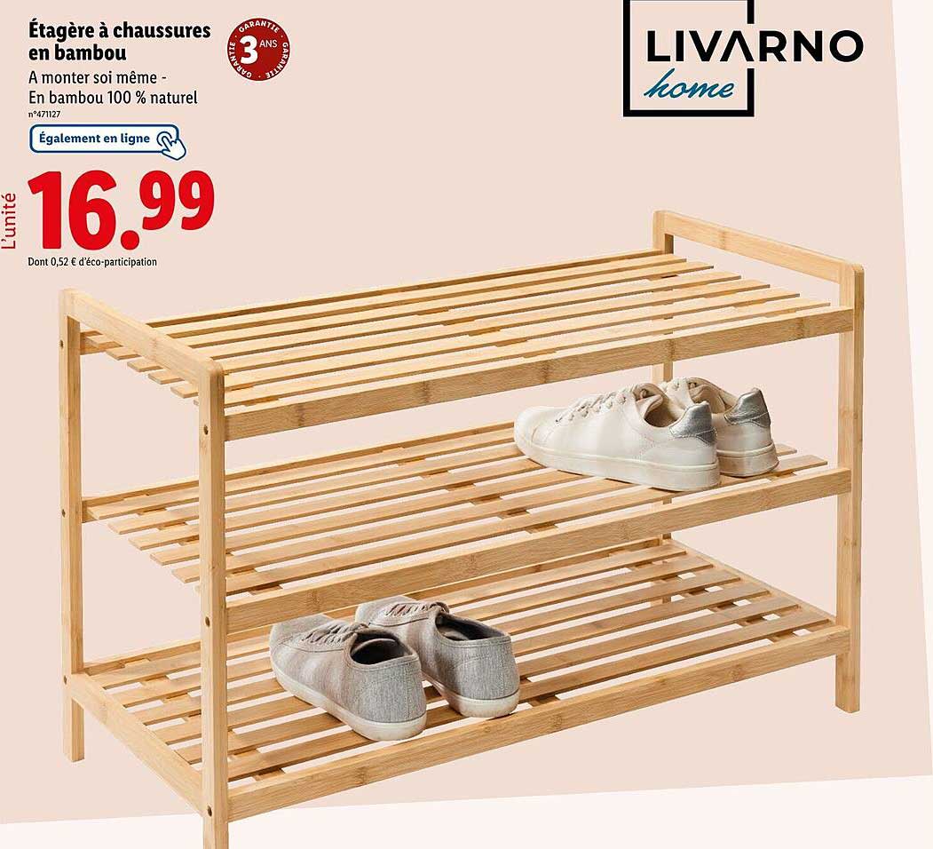 Étagère à chaussures en bambou