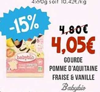 Gourde Pomme d'Aquitaine Fraise & Vanille