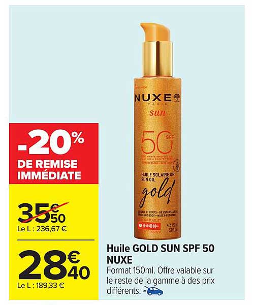 Huile GOLD SUN SPF 50 NUXE
