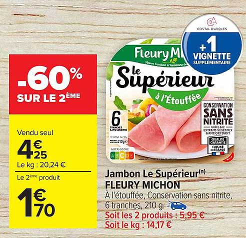 Jambon Le Supérieur Fleury Michon