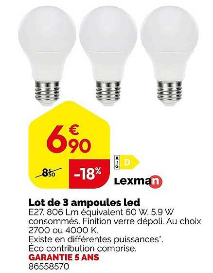 Lot de 3 ampoules led