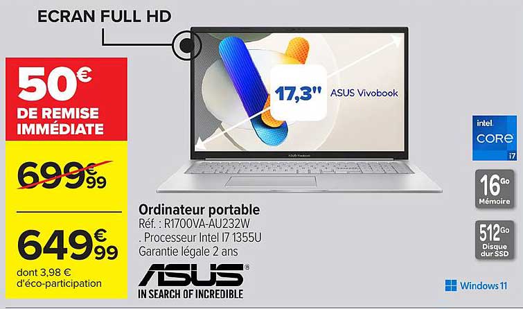 Ordinateur portable ASUS Vivobook 17,3"