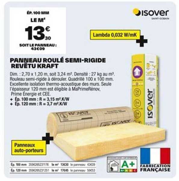 PANNEAU ROULÉ SEMI-RIGIDE REVÊTU KRAFT