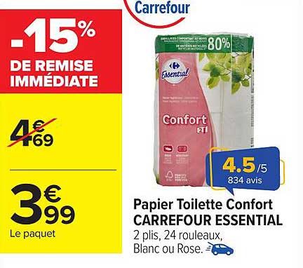 Papier Toilette Confort CARREFOUR ESSENTIAL