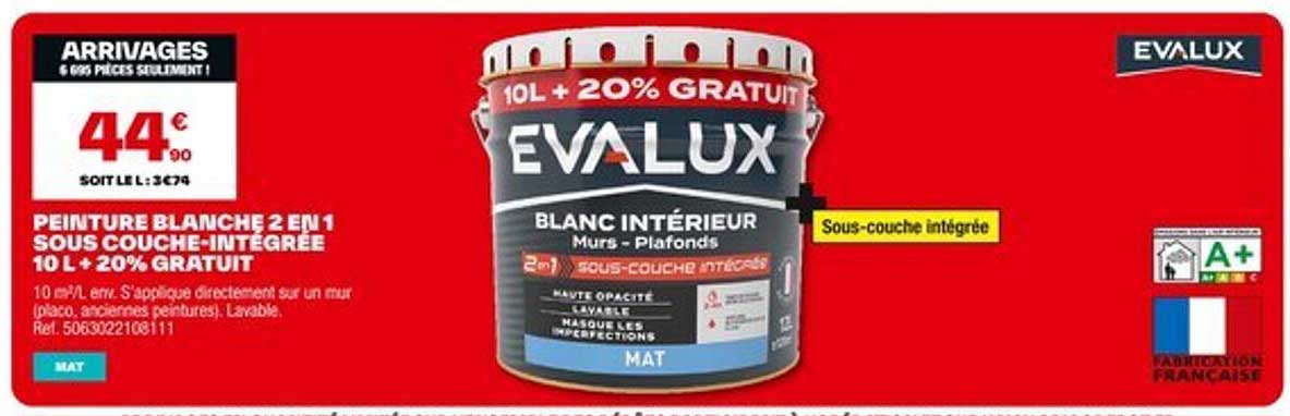 PEINTURE BLANCHE 2 EN 1 SOUS COUCHE-INTEGRE 10 L + 20% GRATUIT
