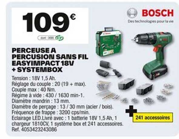 PERCEUSE A PERCUSSION SANS FIL EASYIMPACT 18V + SYSTEMBOX