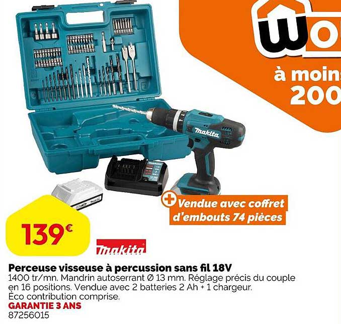 Perceuse visseuse à percussion sans fil 18V