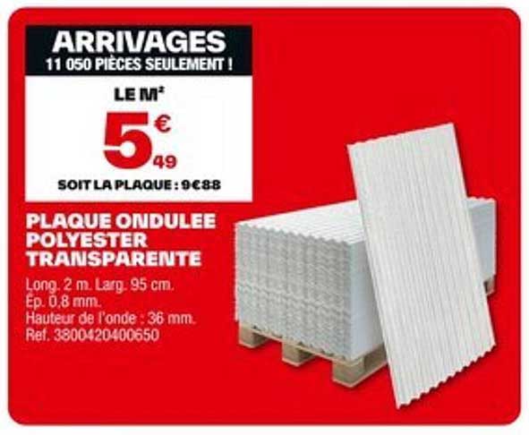 PLAQUE ONDULÉE POLYESTER TRANSPARENTE