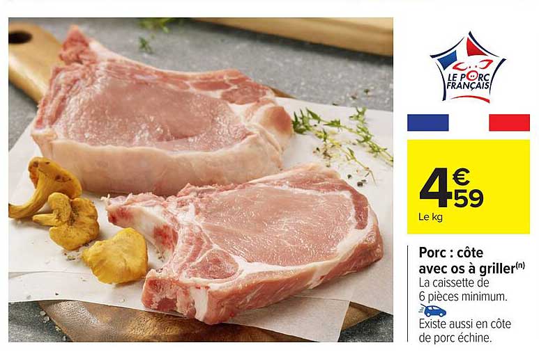 Porc : côte avec os à griller