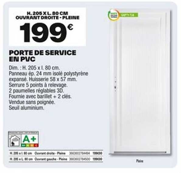 PORTE DE SERVICE EN PVC