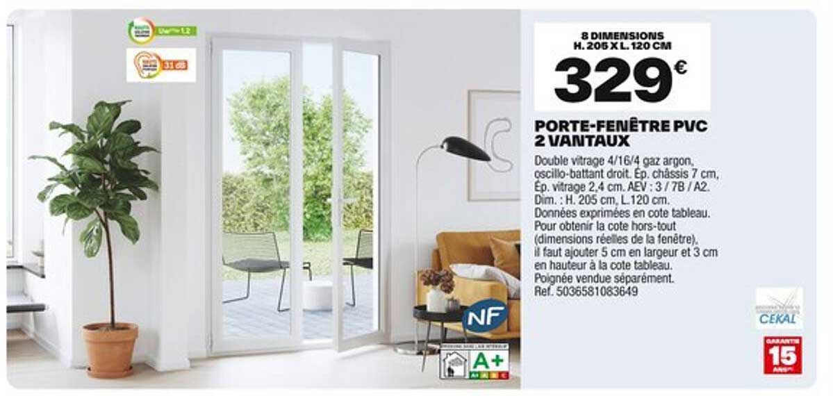 PORTE-FENÊTRE PVC 2 VANTAUX