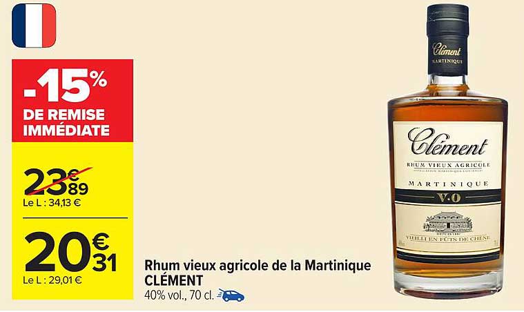 Rhum vieux agricole de la Martinique CLÉMENT