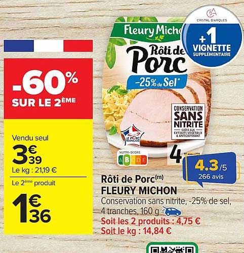 Rôti de Porc Fleury Michon -25% de Sel
