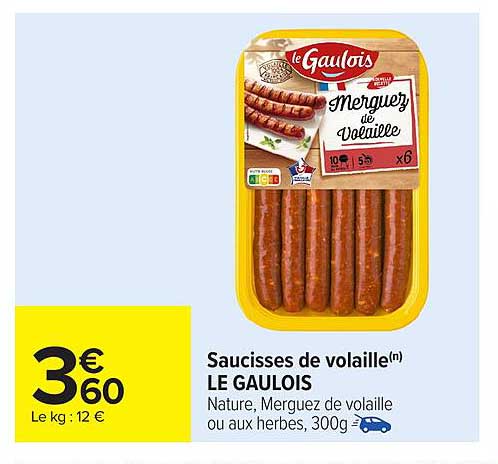 Saucisses de volaille Le Gaulois