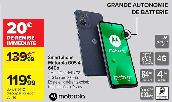 Smartphone Motorola G05 4 64Go