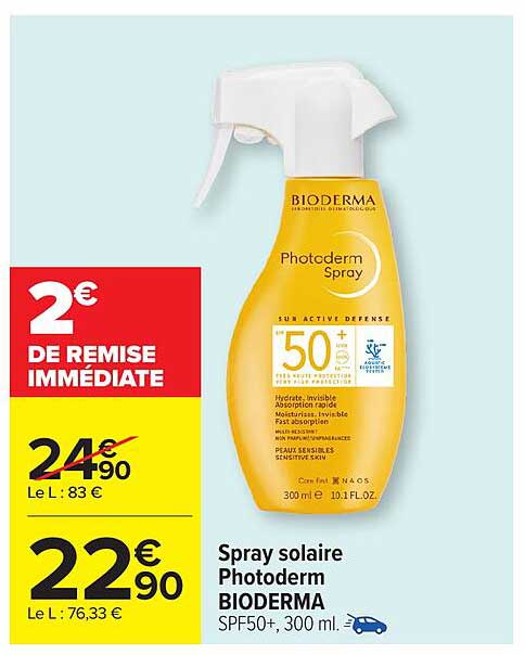Spray solaire Photoderm BIODERMA SPF50+, 300 ml.