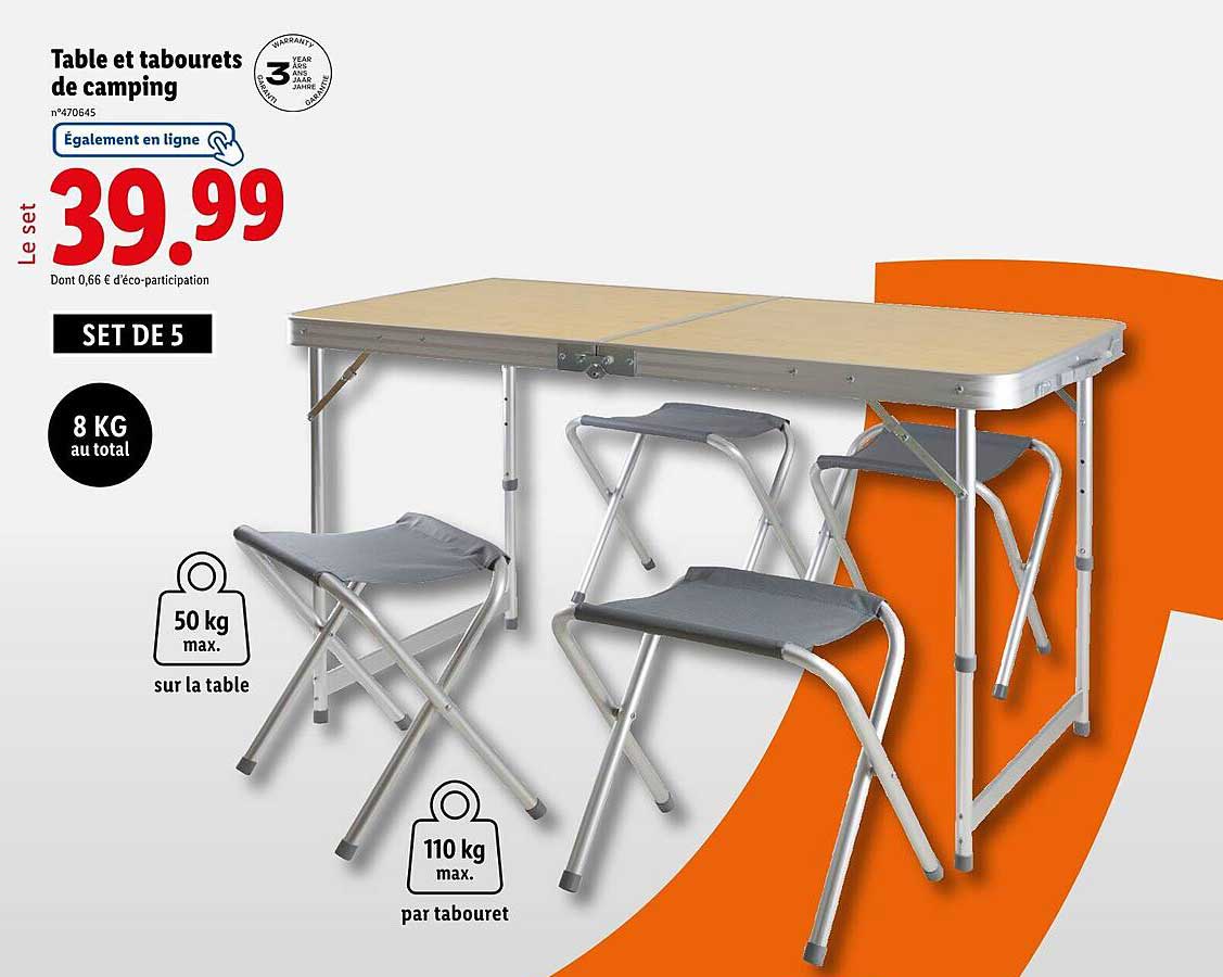 Table et tabourets de camping