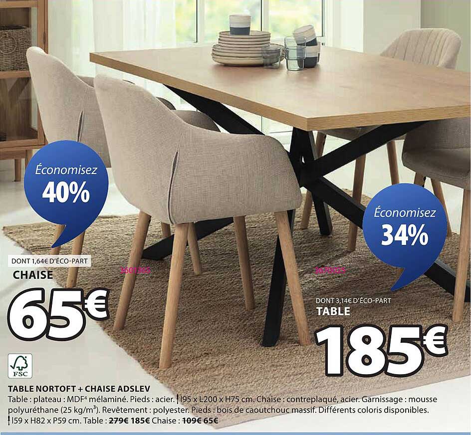 TABLE NORTOFT + CHAISE ADSLEY