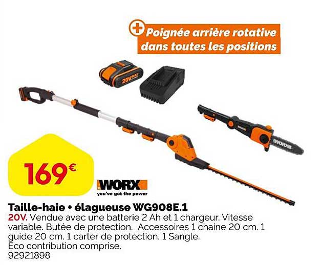 Taille-haie • élagueuse WG908E.1