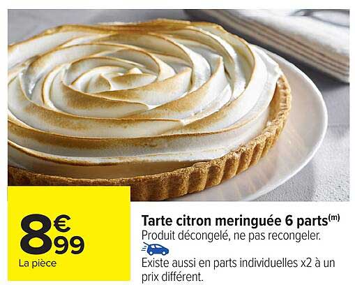 Tarte citron meringuée 6 parts