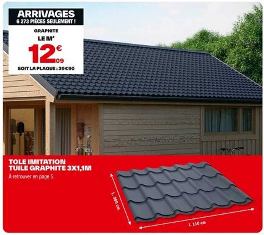 TOLE IMITATION TUILE GRAPHITE 3X1,1M