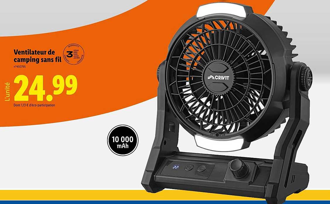 Ventilateur de camping sans fil