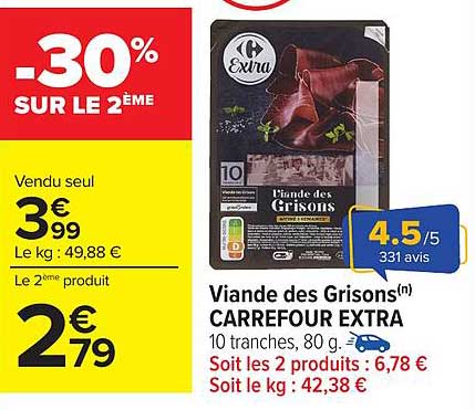 Viande des Grisons CARREFOUR EXTRA