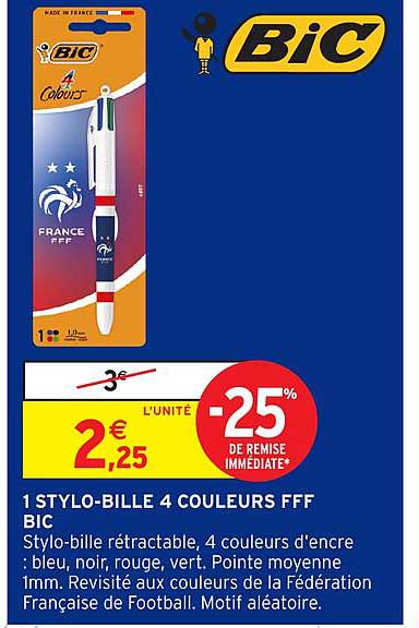 1 STYLO-BILLE 4 COULEURS FFF BIC