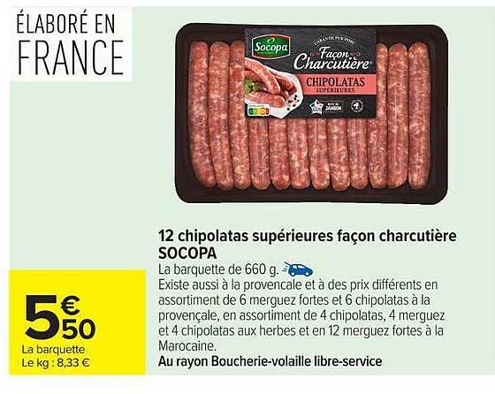 12 chipolatas supérieures façon charcutière SOCOPA