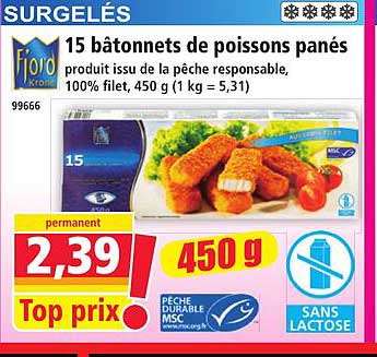 15 bâtonnets de poissons panés