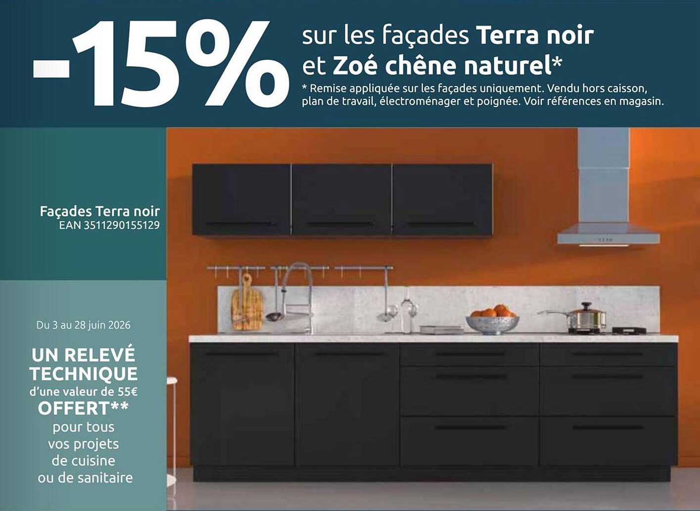 -15% sur les façades Terra noir et Zoé chêne naturel*