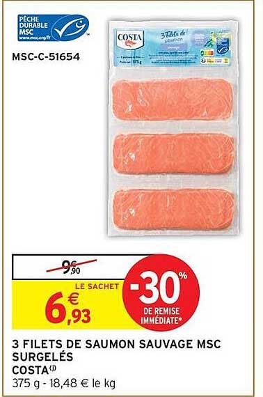 3 FILETS DE SAUMON SAUVAGE MSC SURGELÉS COSTA(1)