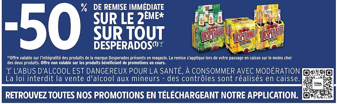 -50% de remise immédiate sur le 2ème* sur tout Desperados