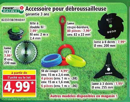 Accessoire pour débroussailleuse garantie 3 ans