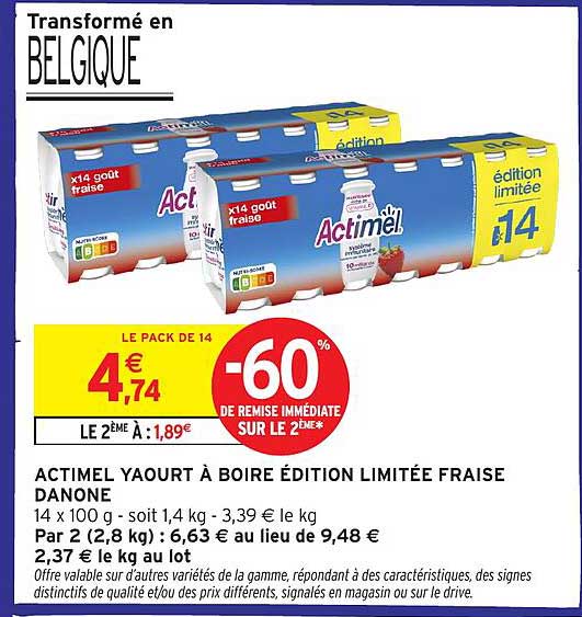 ACTIMEL YAOURT À BOIRE ÉDITION LIMITÉE FRAISE DANONE