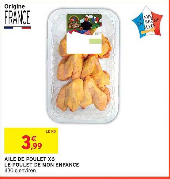 AILE DE POULET X6 LE POULET DE MON ENFANCE 430 g environ