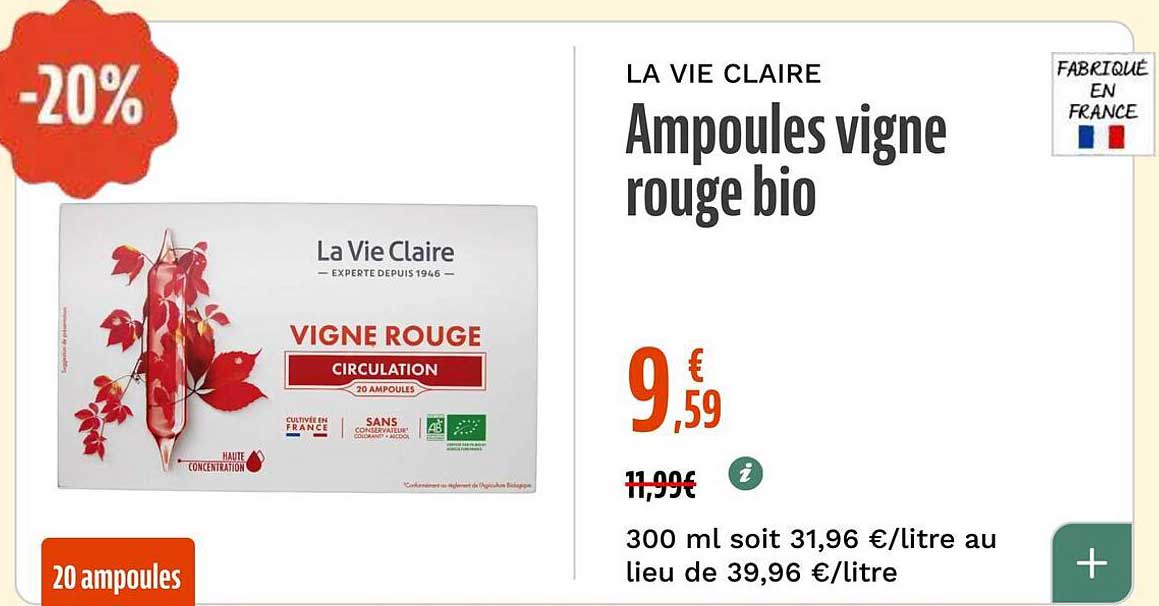 Ampoules vigne rouge bio