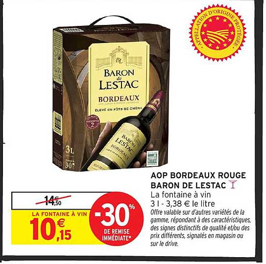AOP BORDEAUX ROUGE BARON DE LESTAC